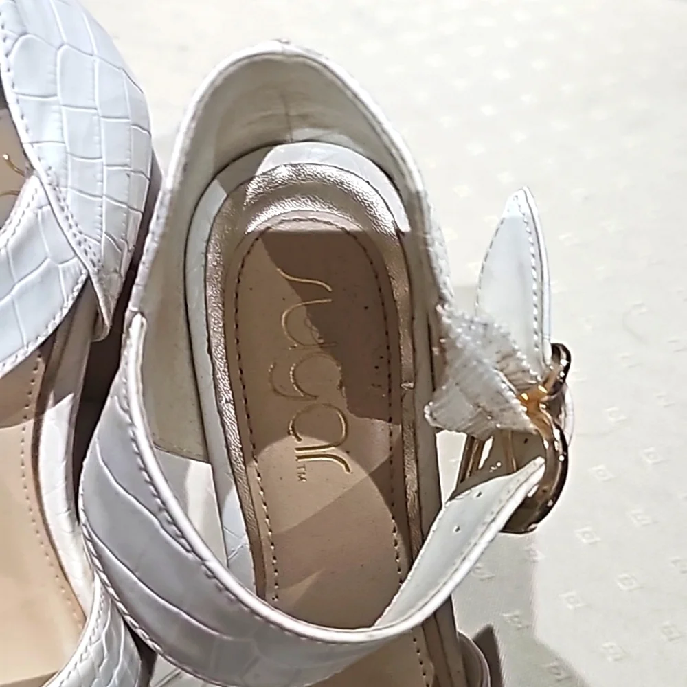 Sugar platform heels Sandals Faux Leather white size 6